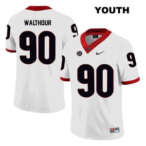 Youth Georgia Bulldogs NCAA #90 Tramel Walthour Nike Stitched White Legend Authentic College Football Jersey TIV6154JM